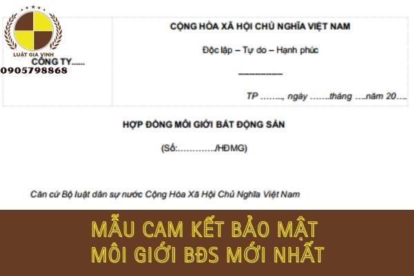 Mẫu cam kết bảo mật môi giới bất động sản 2024